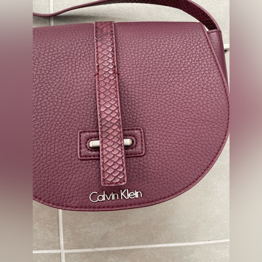 Calvin Klein Burgundy Red Leather Python Snakeski… - image 2